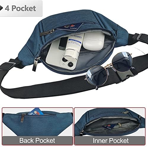 Fanny Pack for Men Women,Crossbody Waist Bag Pack,Belt Bag for Travel Walking Running Hiking Cycling,Easy Carry Any Phone,Wallet (Dark blue)