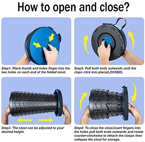 Hesanzol Portable Telescoping Stool, Retractable Folding Stool for Camping Garden Fishing Hiking Travel BBQ, Adjustable Collapsible Stools Max Load 400lbs