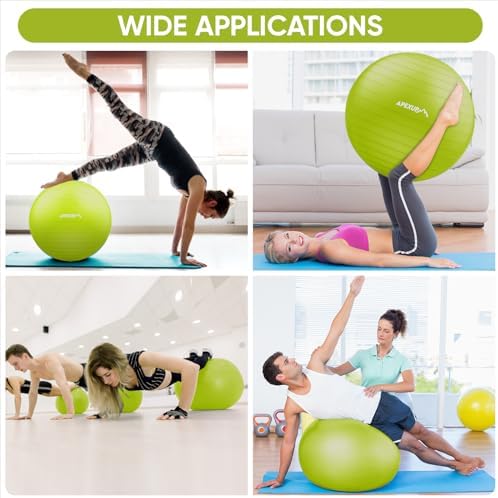 APEXUP Yoga & Pilates Ball - Anti Slip Heavy Duty Gym Ball for Fitness, Balance & Core Workout