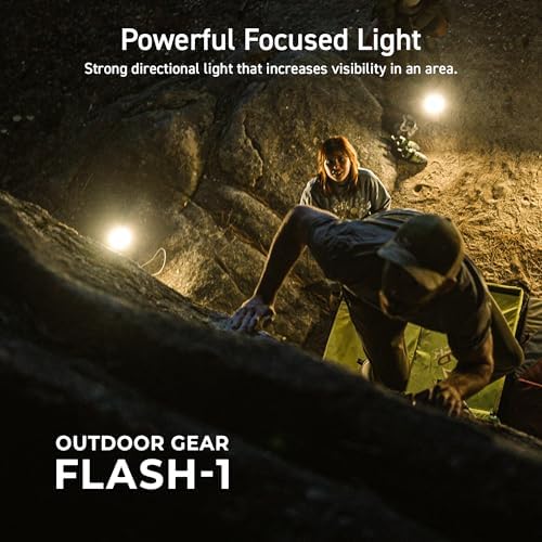 ELECOM NESTOUT Outdoor Camping LED Panel Flashlight w/ Mini Tripod, Dimmable USB Powered LED Light, IP44 Water Dust Resistant, 30-1000 Lumen, Portable Lantern for NESTOUT Power Bank, Beige (Flash-1)