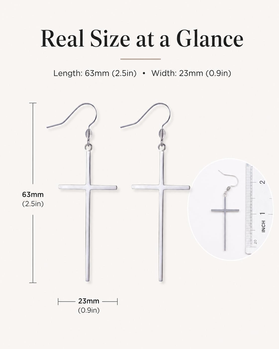 Jeka Cross Earrings for Women, Drop Earrings Christmas Christian Gifts