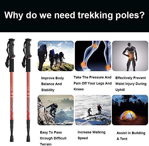 Aihoye Collapsible Trekking Poles - 2 Pack, Lightweight, Anti-Shock Walking Sticks - Adjustable for Men and Women