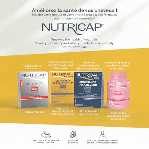 Nutricap Expert Hair & Nail Growth - Made In Canada - Biotin, Walnut Oil, Vitamin B3 - Hair Growth, Strengthens Nails - 2 Months Treatment - 120 softgels