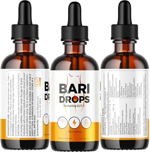 (3 Pack) Bari Drops - GLP-1 Supplement Drops, Bari Drops Premium Formula, Bari Drops Liquid, Bari Drops Extract, BariDrops Premium Formula, Bari Drops Review, BariDrops Premium, 3 Bottles for 90 Days