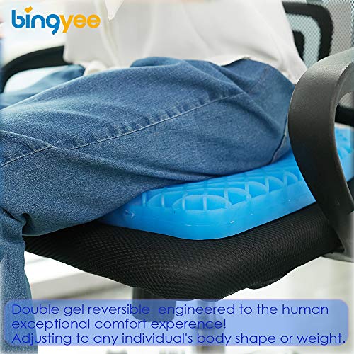 bingyee Gel Seat Cushion 1.8 Inch Thick Seating Pad Orthopedic Chair Cushions for Pressure Relief Gel Pads for Office Chair, Car, Home, Wheelchair, Kayak Cushion, Stadium Cushion