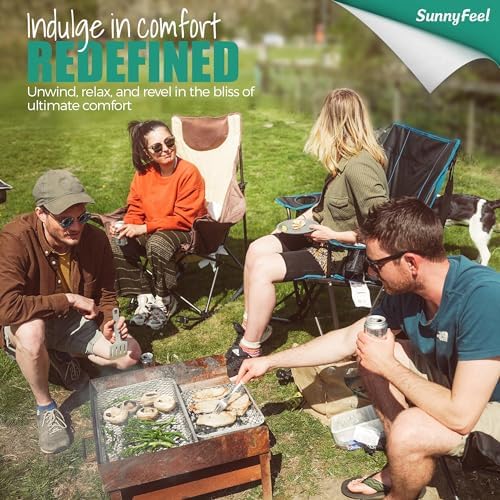 SUNNYFEEL Oversized Heated Camping Chair, Folding Rocking Camping Chairs with Luxury Padded Recliner,Carry Bag, 500 LBS Heavy Duty for Lawn/Outdoor/Picnic/Patio, Portable Rocker Camp Chair