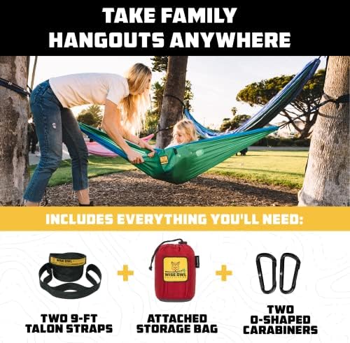 Wise Owl Outfitters Hammock for Camping Hammocks Gear for The Outdoors Backpacking Survival or Travel - Portable Lightweight Parachute Nylon - Up to 500lbs