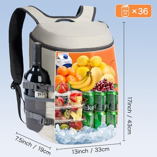 N NEVO RHINO Insulated Backpack Cooler - 36/54 Can Capacity, Waterproof Leak-Proof Lightweight Multi-Functional & Spacious, Ideal for Camping, Travel, Beach, Picnics, Lunch & Day Trips