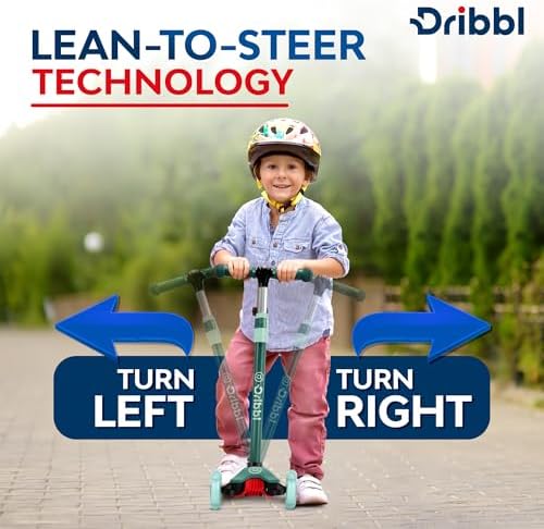 3-Wheel Kids Scooter - Lean-to-Steer Technology, Adjustable Height Handlebar, Wide Anti-Slip Deck, Scooter for Boys & Girls Ages 3+, Child Safety Approved, Support Riders Up to 165 lbs, Aqua