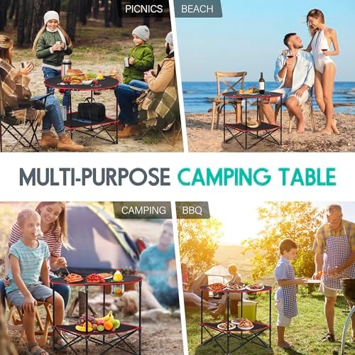 ZENY Portable Folding Picnic Table Outdoor Camping Table with 4 Cup Holders and Carrying Bag Collapsible Portable Tables Folding for BBQ Outdoor Fishing