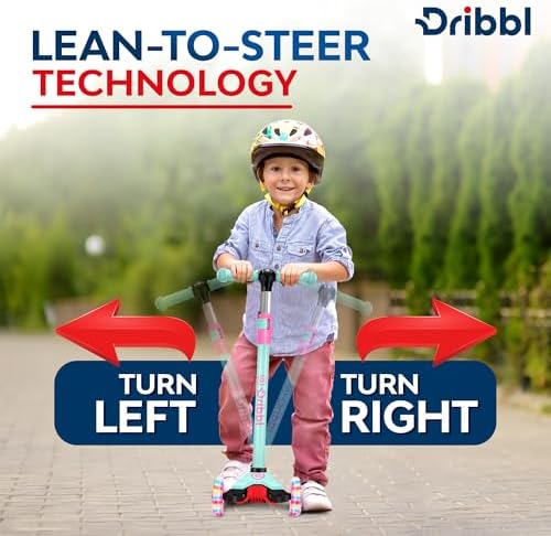 3-Wheel Kids Scooter - Lean-to-Steer Technology, Adjustable Height Handlebar, Wide Anti-Slip Deck, Scooter for Boys & Girls Ages 3+, Child Safety Approved, Support Riders Up to 165 lbs, Candy