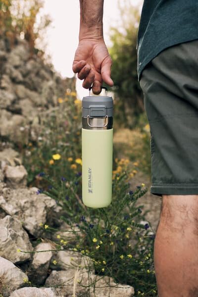 Stanley Quick Flip GO Water Bottle 24 oz | Push Button Lid | Leakproof and Packable for Travel and Sports | Insulated Stainless Steel | BPA-Free | Pomelo