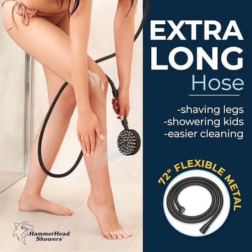 HammerHead Showers® ALL METAL Handheld Shower Head with Hose and Brass Holder - OIL RUBBED BRONZE - 2.5 GPM High Pressure Shower Heads with Adjustable Shower Wand Bracket - 6ft Flexible Extension