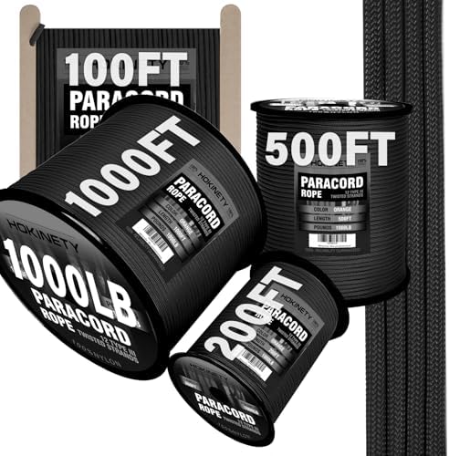 1000Ib Paracord Rope - 100ft / 200ft / 500ft / 1000ft 4mm,12 Strand Parachute Spool Cord,para Cord Lanyard for Camping,Hammock,Clothsline,Hiking,Fishing,Survival braceletand Survival