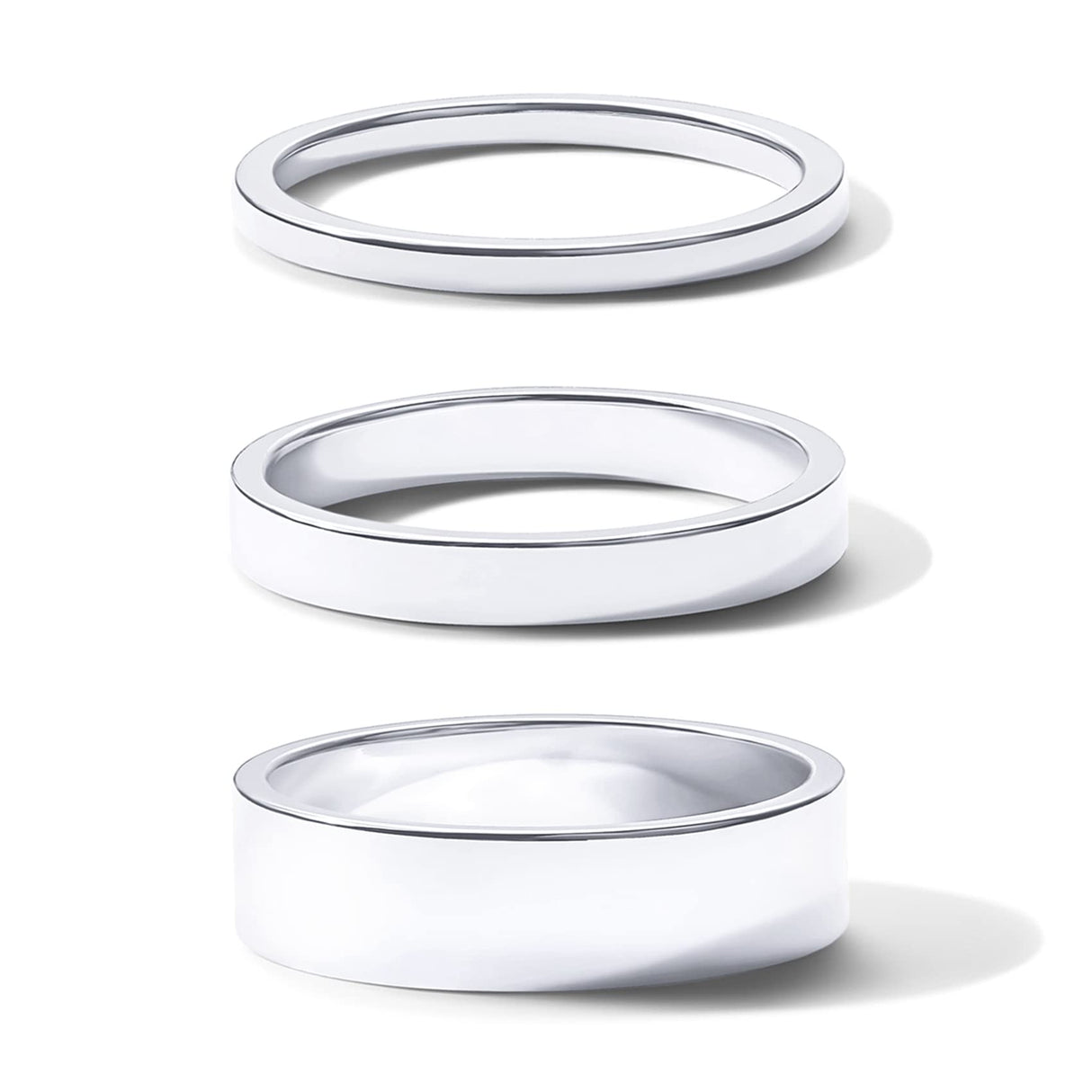 PAVOI 18K Gold Plated Three Stackable Ring Set - White Gold