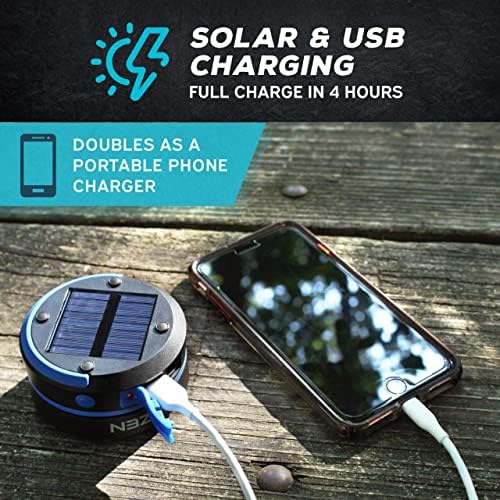 Kizen Solar Camping Lantern Rechargeable - LED Lanterns for Power Outages, Camping Lights, Emergency Flashlight - Collapsible & Rechargeable Lamp with Solar or Plug