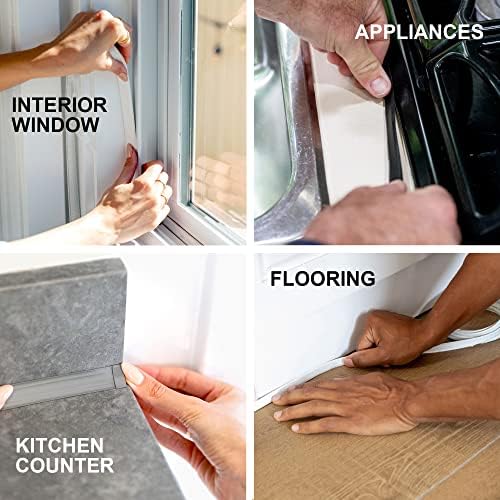 InstaTrim Black New & Improved Caulk Trim, 1/2" by 10', 2-Pack, Flexible, Waterproof for Bathroom, Floors, and Walls | Easy Installation | No Mess, Stain Resistant | Mold Resistant Finish