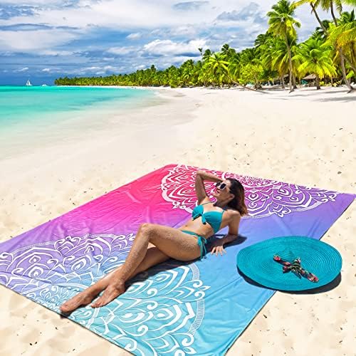 Beach Blanket Waterproof Sandproof Beach Mat 79" X 83" /10'x9'for 2-8 Adults Quick Drying Outdoor Picnic Mat Beach Accessories for Travel, Camping, Hiking