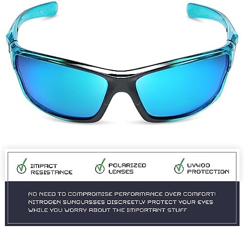 Nitrogen Polarized Wrap Around Sport Sunglasses for Men Women UV400 Protection Sun Glasses