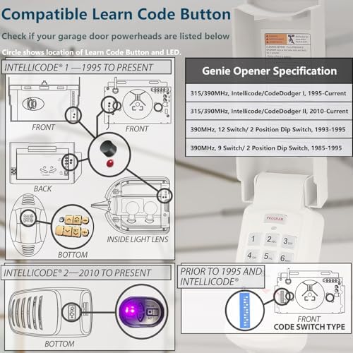 Garage Door Opener Keypad for Genie Intellicode and Dip Switch Opener, Overhead Door Codedodger, Replace GK-R 37332R OKP-BX GK-BX GWKP