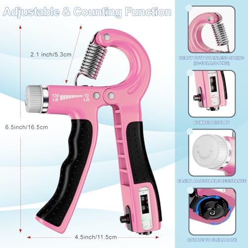 Grip Strength Trainer(5 Pack) with Finger Exerciser, Hand Grip Strengthener, Finger Stretcher,Grip Ring & Stress Relief Ball for Muscle Building and Injury Recover with Carry Bag