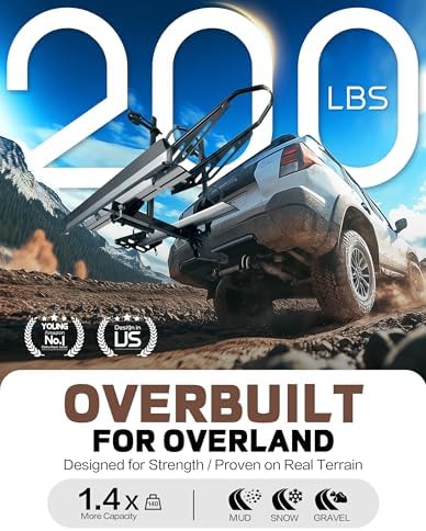 Young Hitch Mount Bike Rack with Ramp, 200 lbs. Capacity for 2 E-Bikes, Fat Tire and Standard, fits Cars, SUVs, RVs, Trailers with 2 Inch Receiver