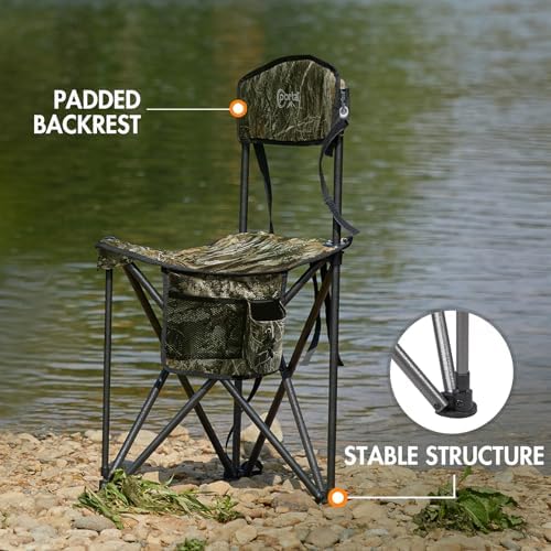 PORTAL Extra Large Quick Folding Tripod Stool with Backrest Fishing Camping Chair with Carry Strap