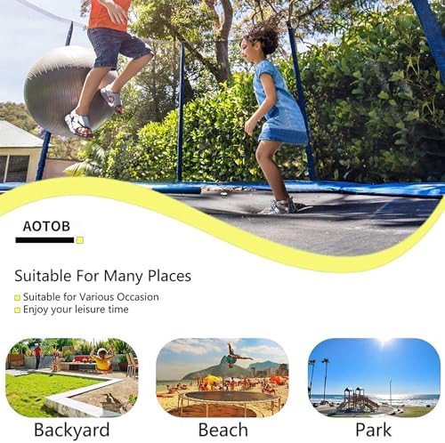 AOTOB 8FT 10FT 12FT 14 FT 15FT Trampoline with Safety Enclosure Net,Outdoor Trampoline with Basketball Hoop, Heavy Duty Jumping Mat and Spring Cover Padding for Kids and Adults, Storage Bag and Ladder