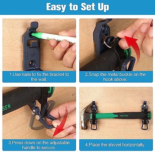 4 Pcs Shovel Mount for Roof Rack, Metal Rubber Clamp Wall Mounting Kit, Shovel Holder Clamp Wall Mount Kit Car Accessories for Roof Rack, Boats, Military Equipment, Axe, Patent Protection