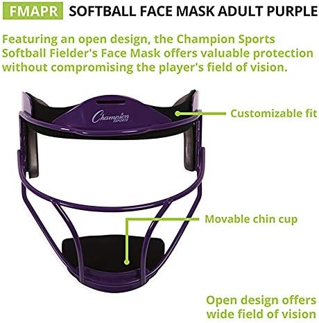 Champion Sports Steel Softball Face Mask - Classic Fielders Masks for Adults - Durable Head Guards - Premium Sports Accessories for Indoors and Outdoors - Multiple Styles