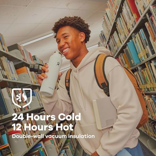 Hydro Flask Stainless Steel Standard Mouth Water Bottle with Flex Cap and Double-Wall Vacuum Insulation