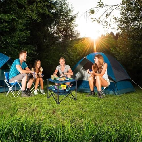 Folding Camping Table,Beach Tables for Sand Foldable,Camp Table,Comes with 4 Cup Holders and Storage Bags,Quick Unfolding and Folding,Suitable for Camping