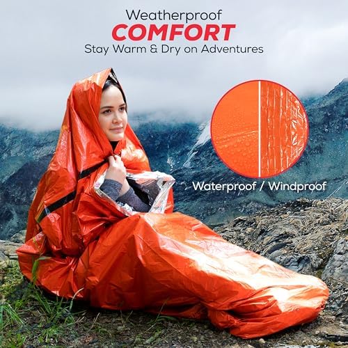 Emergency Sleeping Bag for Survival Gear and Supplies 3-Pack Life Bivy Sack Waterproof Mylar Emergency Blankets for Survival Kit Car Camping Gear Hiking Tac Bivvy Go Bag Supplies Sleep Sacks Shelter