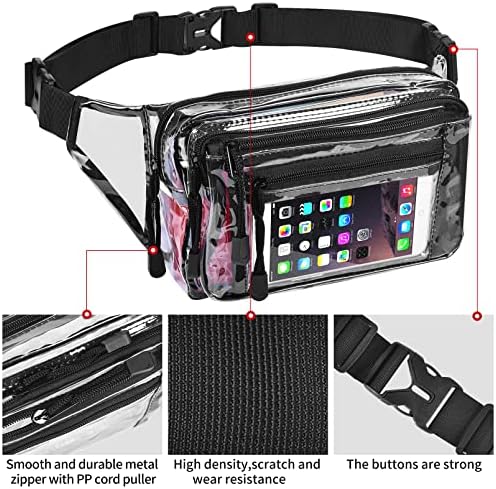 Clear Bag Stadium Approved Large Clear Fanny Pack for Women for Work,Multi-purpose Waist Bag for Travel & Sporting Event