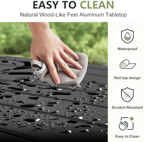 Folding Camping Table, Compact Ultralight Aluminum Design Portable Camping Table with with Storage Basket and Carring Bag for Camping Hiking BBQ Picnic Outdoor Cooking 16" Black