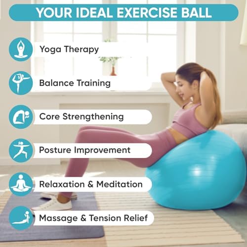 APEXUP Yoga & Pilates Ball - Anti Slip Heavy Duty Gym Ball for Fitness, Balance & Core Workout