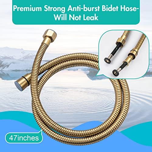 BARROCK Handheld Bidet Sprayer for Toilet, Stainless Steel Metal Made Baby Cloth Diaper Spraying Kit, Bathroom Toilet Bidet Attachment Set for Bathing Pets and Feminine Hygiene, Brushed Brass Gold