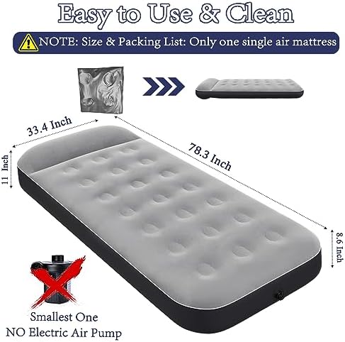 SAYGOGO Camping Air Mattress Travel Bed Sleeping Pad - Leak Proof Inflatable Mattress with Thickened Surface Built-in Pillow Air Bed for Home Camping SUV Truck RV Tent(Updated)