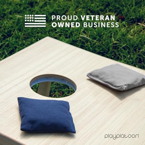 Play Platoon Cornhole Bags Weather Resistant- Set of 8 Regulation Bean Bags for Tossing- Official Professional Size & Weight Corn Hole Bags Two Color All Weather Cornhole Beans Bag Set with Tote Bag