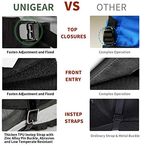 Unigear Leg Gaiters, 1000D Fabric Waterproof Boot Gaiters for Hiking Walking Climbing Hunting Skiing