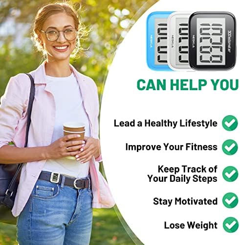 3D Pedometer for Walking, Simple Step Counter with Large Digital Display, Step Tracker with Removable Clip Lanyard, Accurately Track Steps for Men Women Kids Adults Seniors