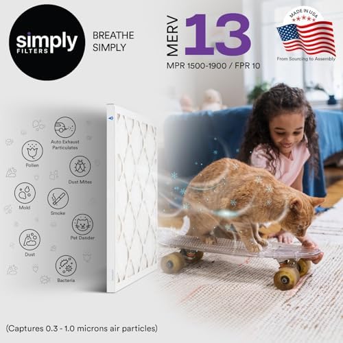 Simply 12x24x1 Air Filter, Merv 13, MPR 1500, 6 Pack, For Home AC Furnace & HVAC (Actual Size: 11.75"x23.75"x0.75") DUST, Pet, & Allergy Control