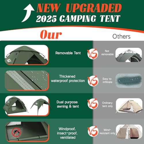 Pop Up Tents for Camping,2-3 Person Tent Easy Setup,Waterproof & Windproof Camping Tents, 60S Instant Double Layer Tent for Trekking, Family, Backpacking