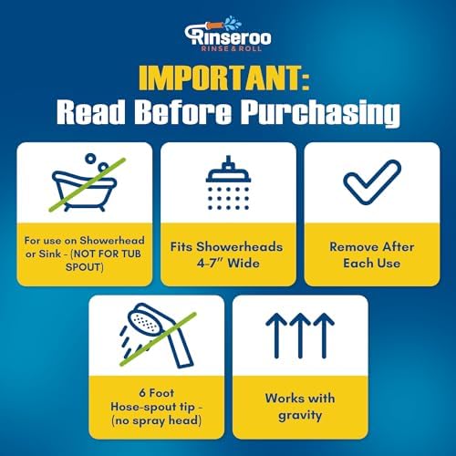 Rinseroo JUMBO Shower Cleaning Thing – Slip-On Handheld Hose Attachment for Fast, Mess-Free Shower Wall Rinsing–6 Ft Hose, Fits Up to 7" Shower Head–Temporarily Converts Standard Shower into Handheld