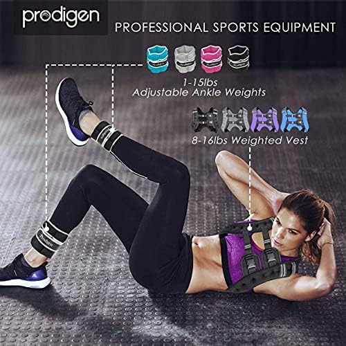 Prodigen Weighted Vest for Women and Men 8 12 16 20 25 30 Lbs with Reflective Stripe and Double Adjustable Buckle Straps Weight Vests for Strength Training, Jogging, Cardio, Weight Loss