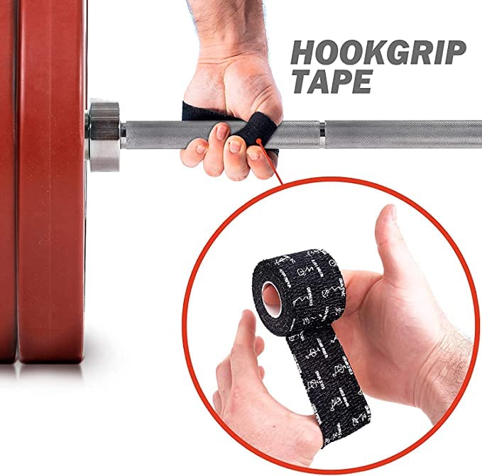 WARM BODY COLD MIND Lifting Thumb Tape for Olympic Weightlifting - Hook Grip Tape for Powerlifting, Cross Training, Gym Tape, Workout, Weight Lifting Tape, Athletic Finger Wrap (Black 6 Rolls)