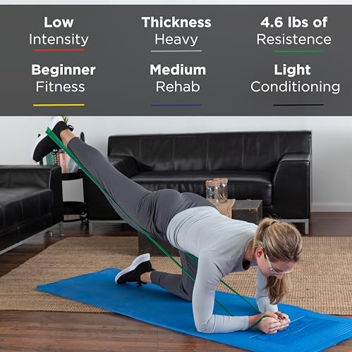 THERABAND Resistance Band 25 Yard Roll, Heavy Green Non-Latex Professional Elastic Bands For Upper & Lower Body Exercise Workouts, Physical Therapy, Pilates, Rehab, Dispenser Box, Level 4