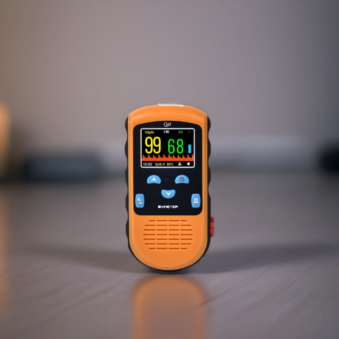 CMI Health Rechargeable Pulse Oximeter - Continuous Infant Monitoring (Up to 25 lbs) & Adult Finger Spot-Checking - Adjustable Alarm for Pulse Rate and SpO2 Levels - Carry Case