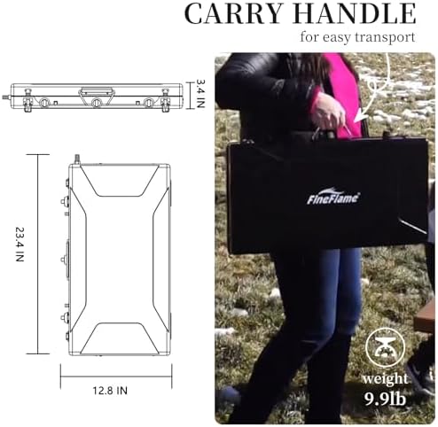 Camping Stove, 3 Burners Propane Portable Camp Stove with Regulator, Push-Button Instant Ignition, Adjustable Burners & Wind Guards for Car BBQ Picnics Outdoor Cooking (BLACK-20400 BTUs)