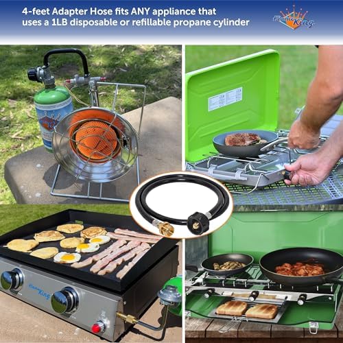 Flame King Gas Hauler Kit - Insulated Protective Carry Case, 5LB Propane Tank and Adapter Hose for Camping and Outdoor Adventures, Black/White